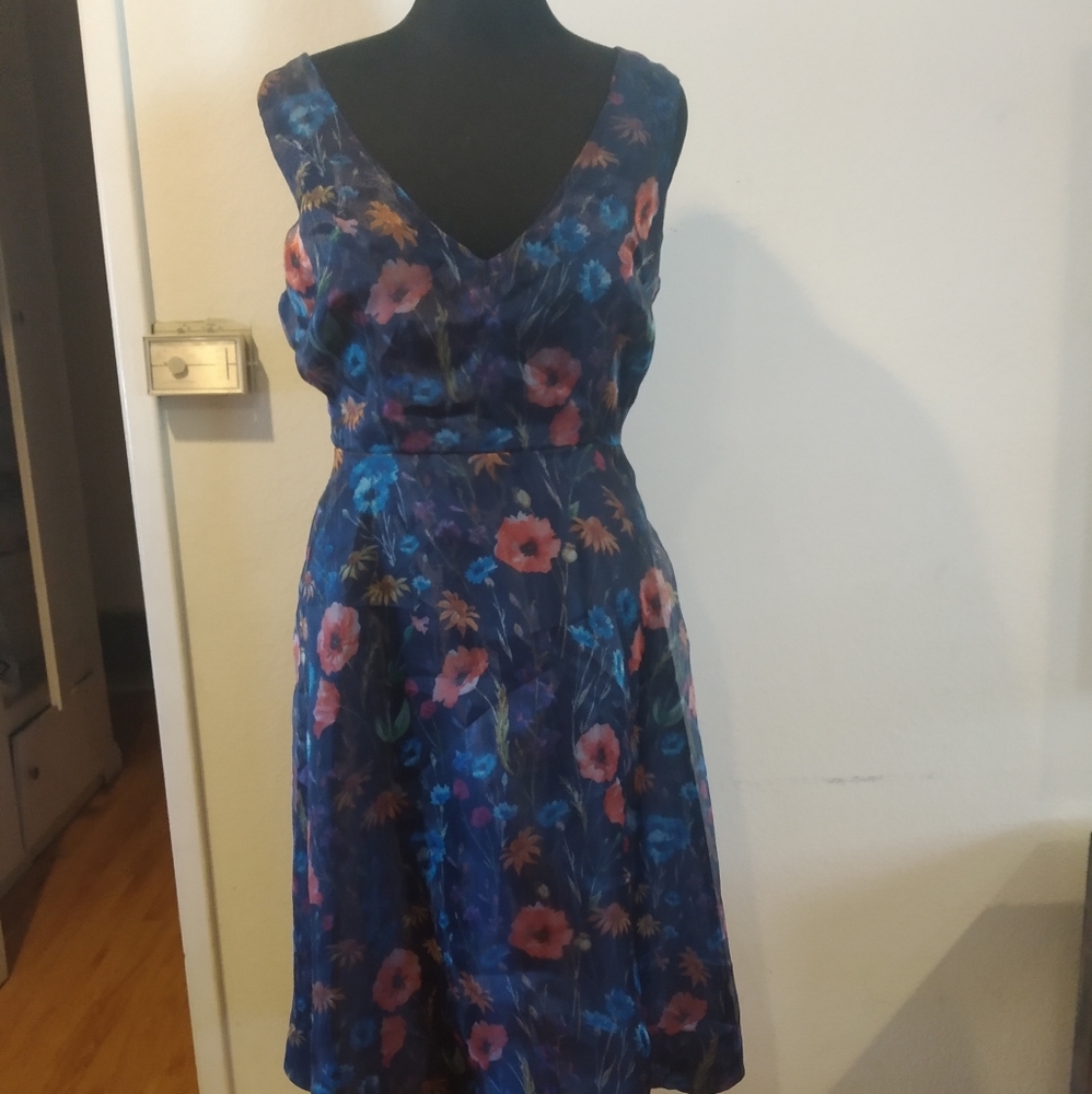 ModCloth Sheer V Neck Floral Dress